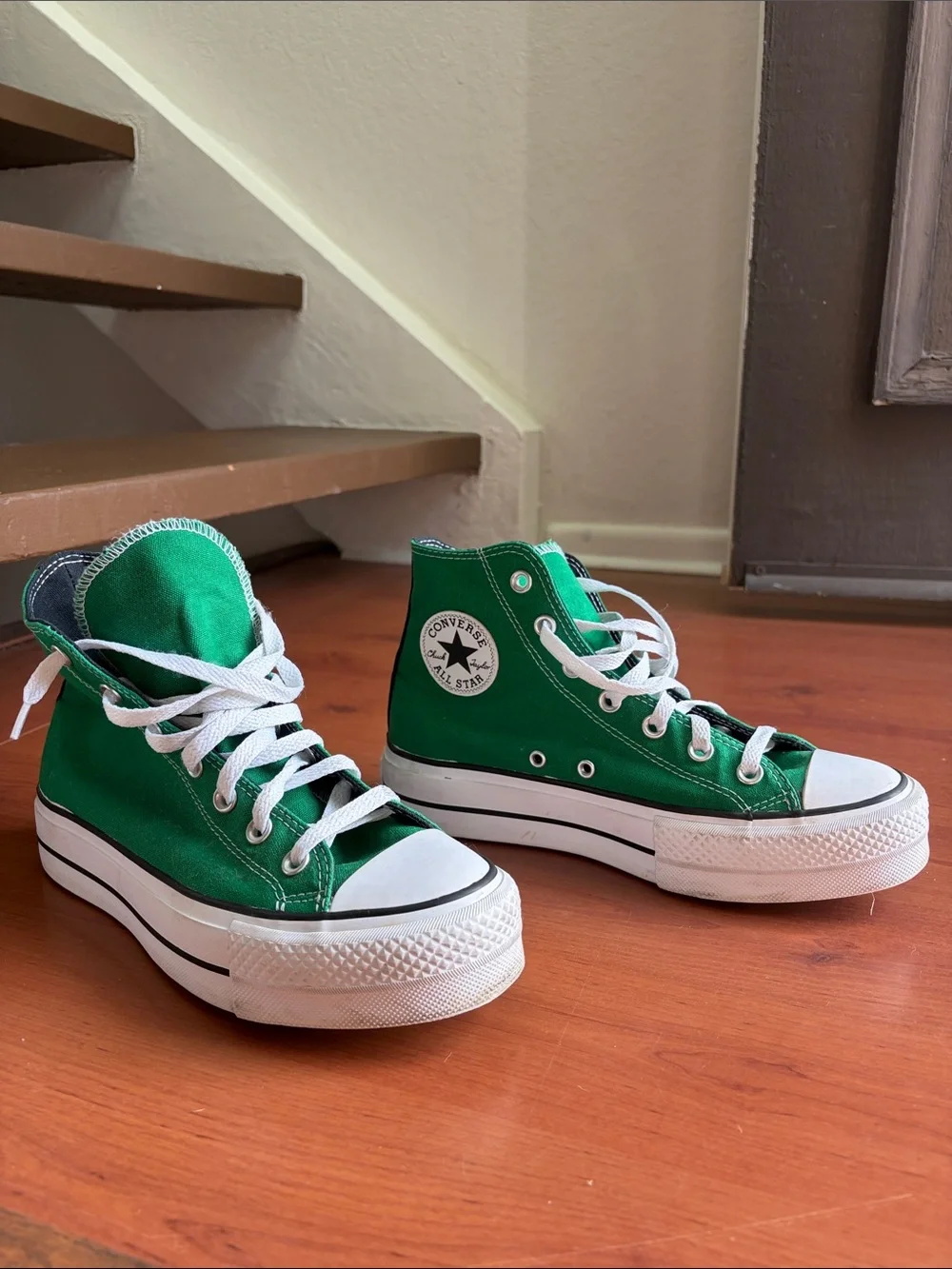 Converse Green High Top Platform Sneakers